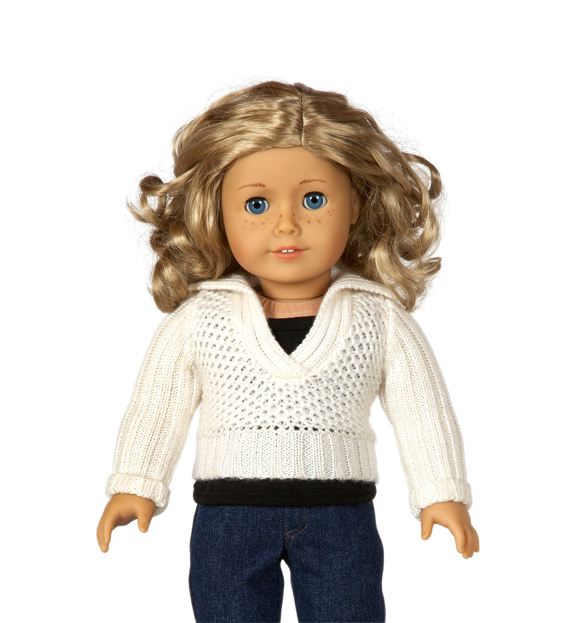 Beige V-neck Sweater | Fits Most 18" Girl Dolls | 18 Inch Doll Clothes