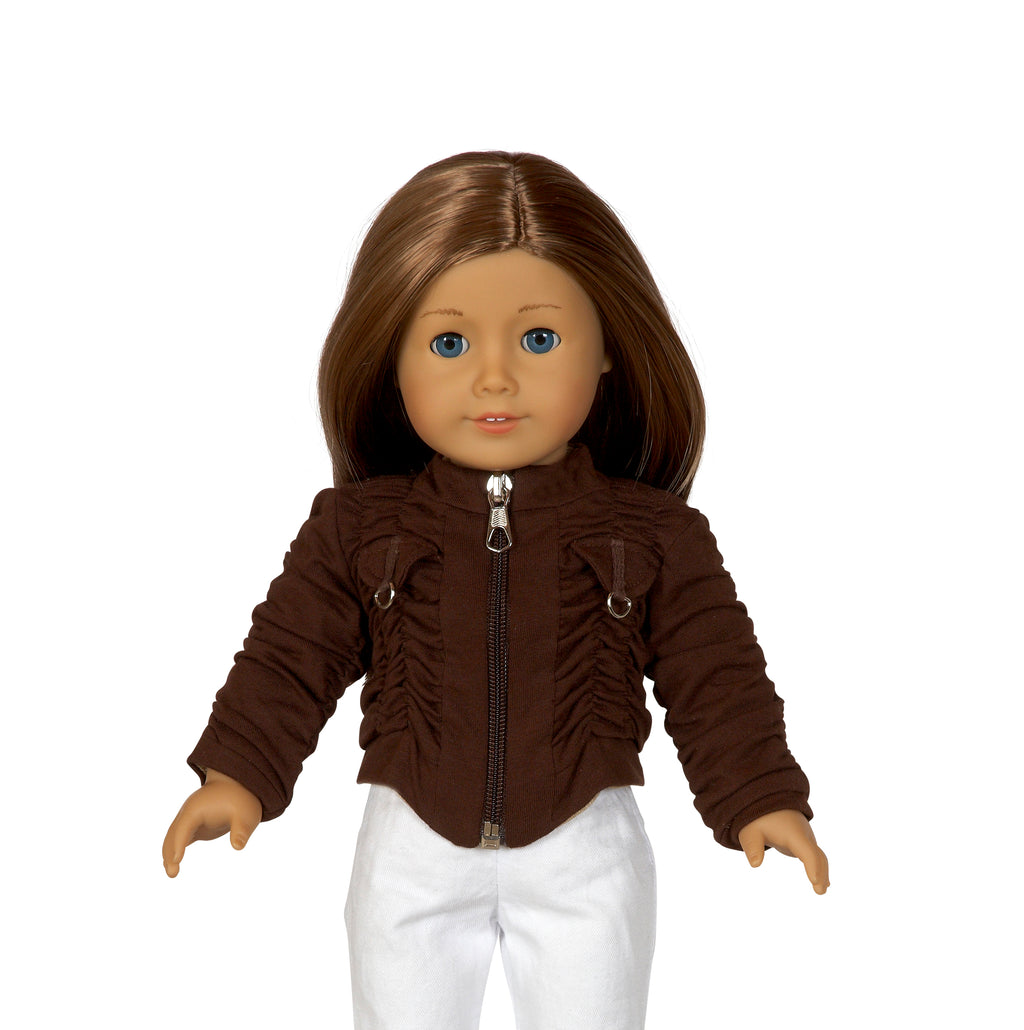 Brown Zippered Jacket | Fits Most 18" Girl Dolls | 18 Inch Doll Clothes