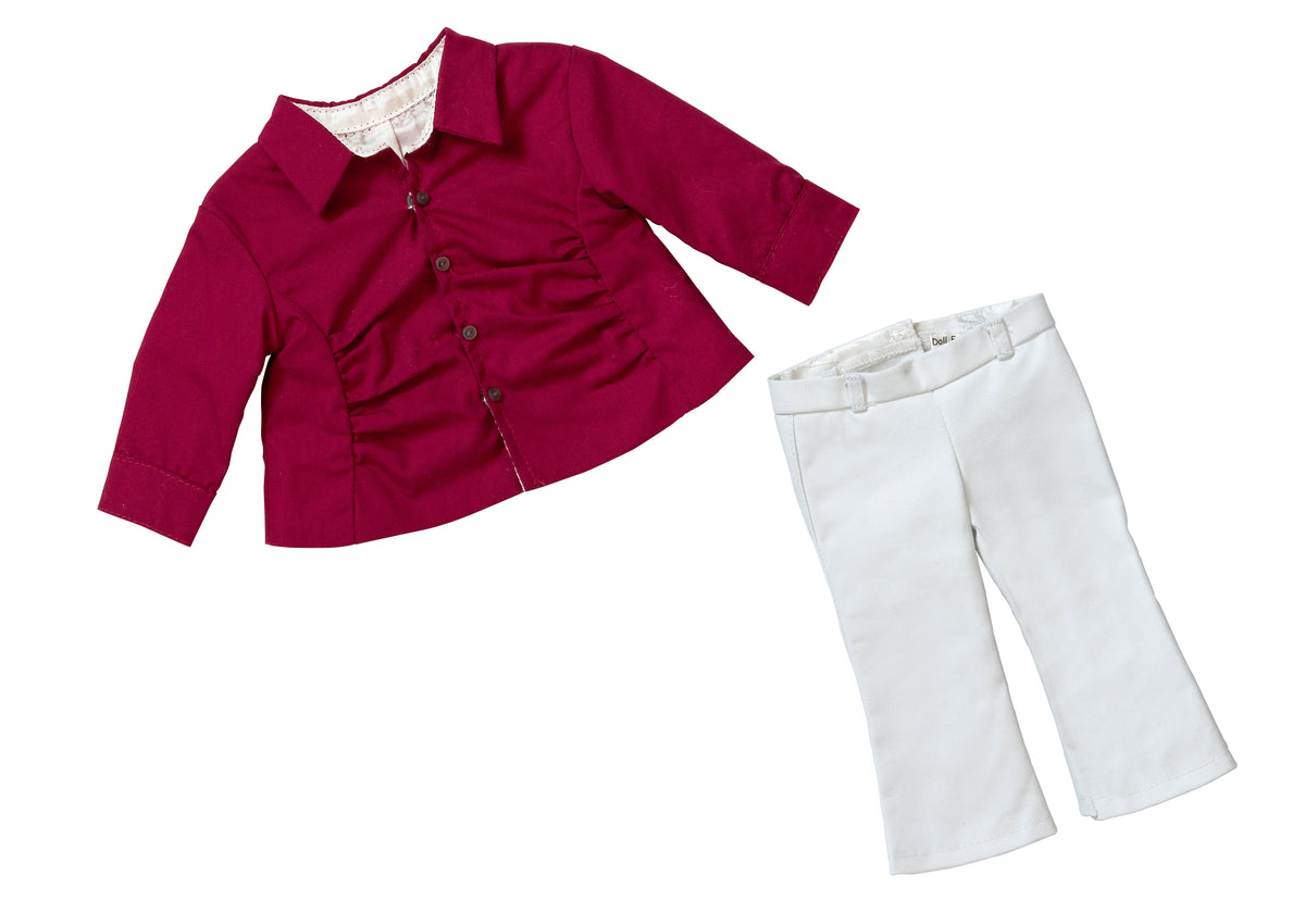 Red Blouse with White Pants | Fits Most 18" Girl Dolls | 18 Inch Doll Clothes