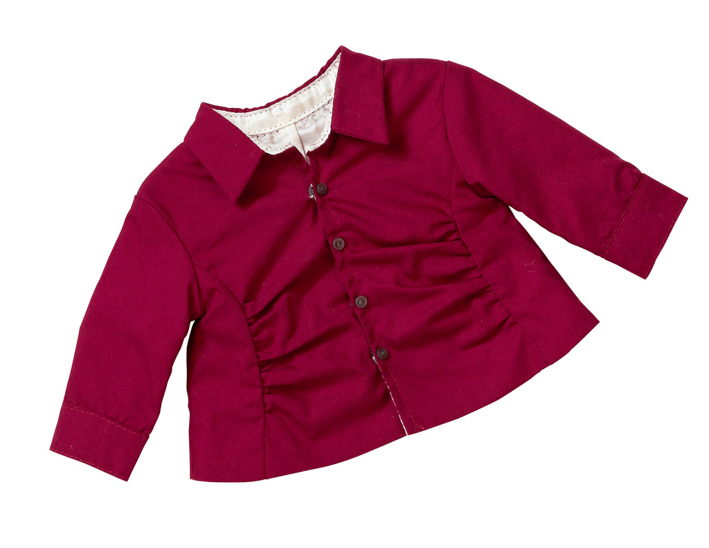 Burgundy Tufted Long Sleeve Blouse | Fits Most 18" Girl Dolls | 18 Inch Doll Clo