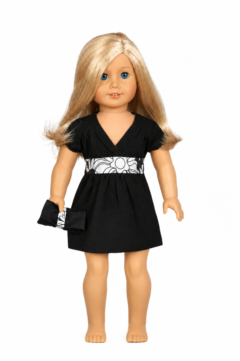 Black Dress with Print Waistband Set | Fits Most 18" Girl Dolls | 18 Inch Doll C