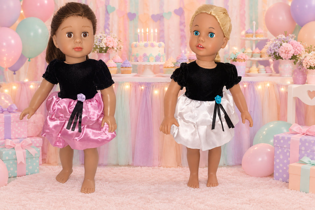 Velvet and Satin Party Bubble Dress  | Fits Most 18" Girl Dolls