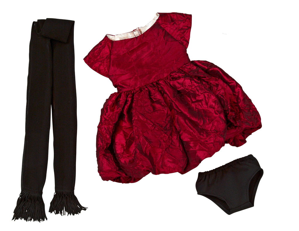 Burgundy Bubble Dress with Shawl | Fits Most 18" Girl Dolls | 18 Inch Doll Cloth