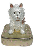 Decorative White Puppy on Box Trinket Box