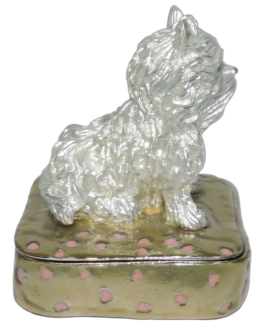 Decorative White Puppy on Box Trinket Box