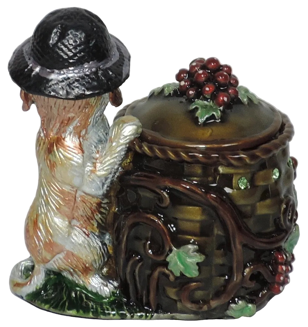 Dog with Grapevine and Basket Trinket Box