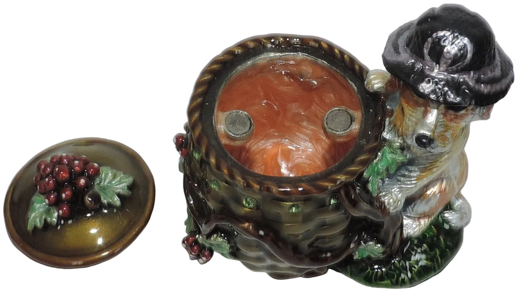 Dog with Grapevine and Basket Trinket Box