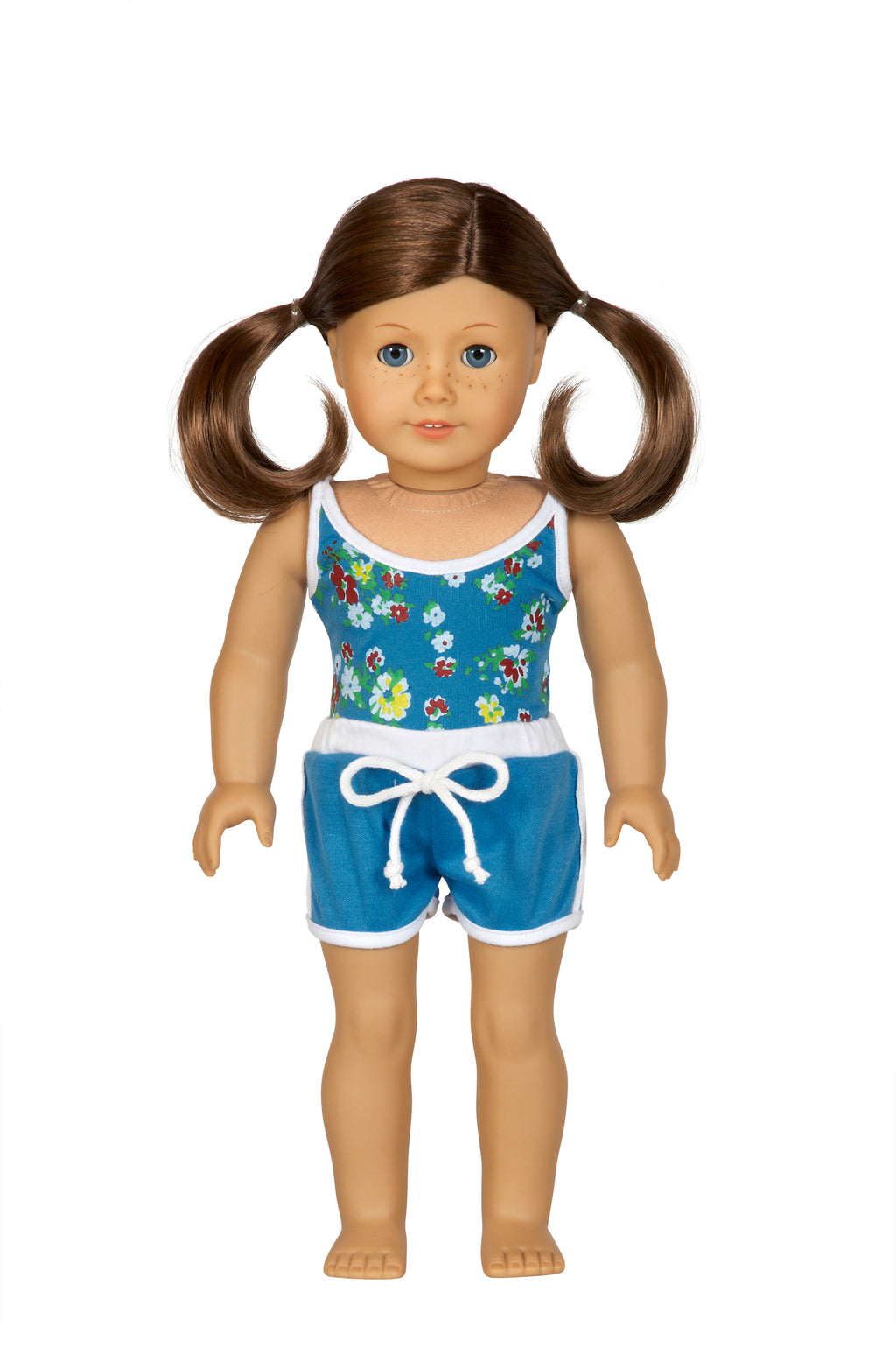 Blue Floral 2 piece Swimsuit | Fits Most 18" Girl Dolls | 18 Inch Doll Clothes