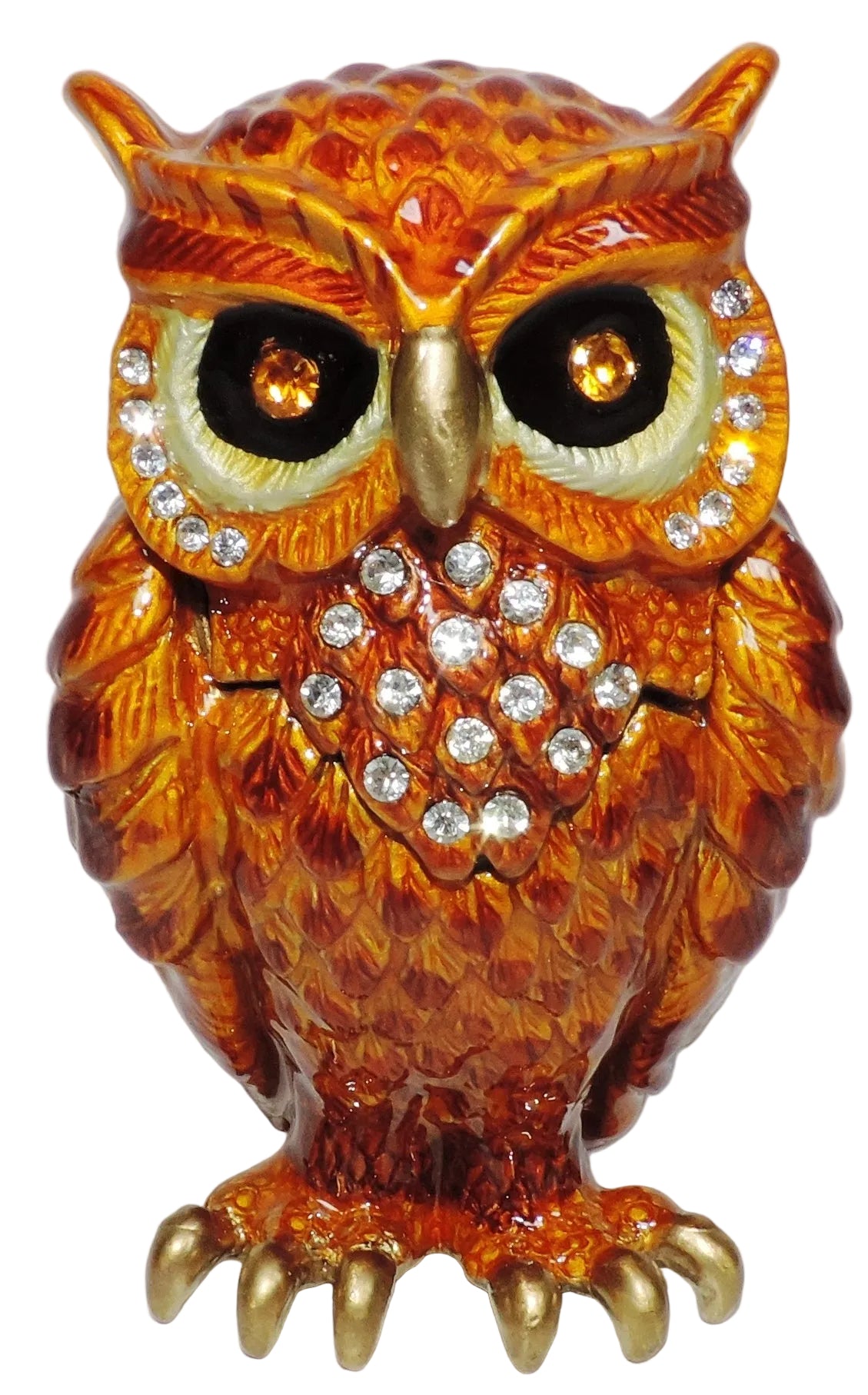 Amber Owl with Jeweled Accents Trinket Box