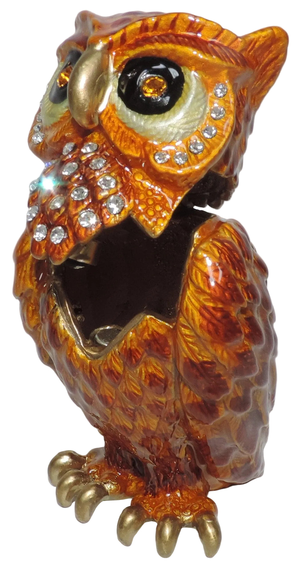 Amber Owl with Jeweled Accents Trinket Box