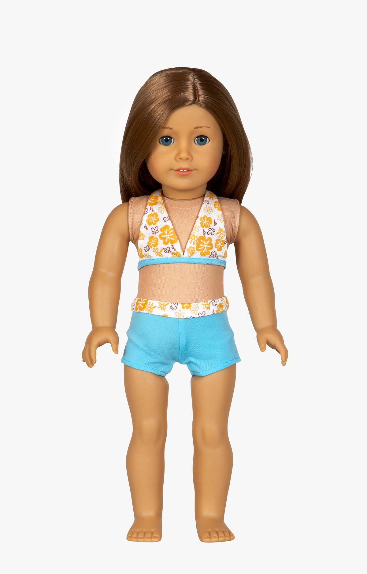 2 Piece Turquoise & Orange Swimsuit | Fits Most 18" Girl Dolls | 18 Inch Doll