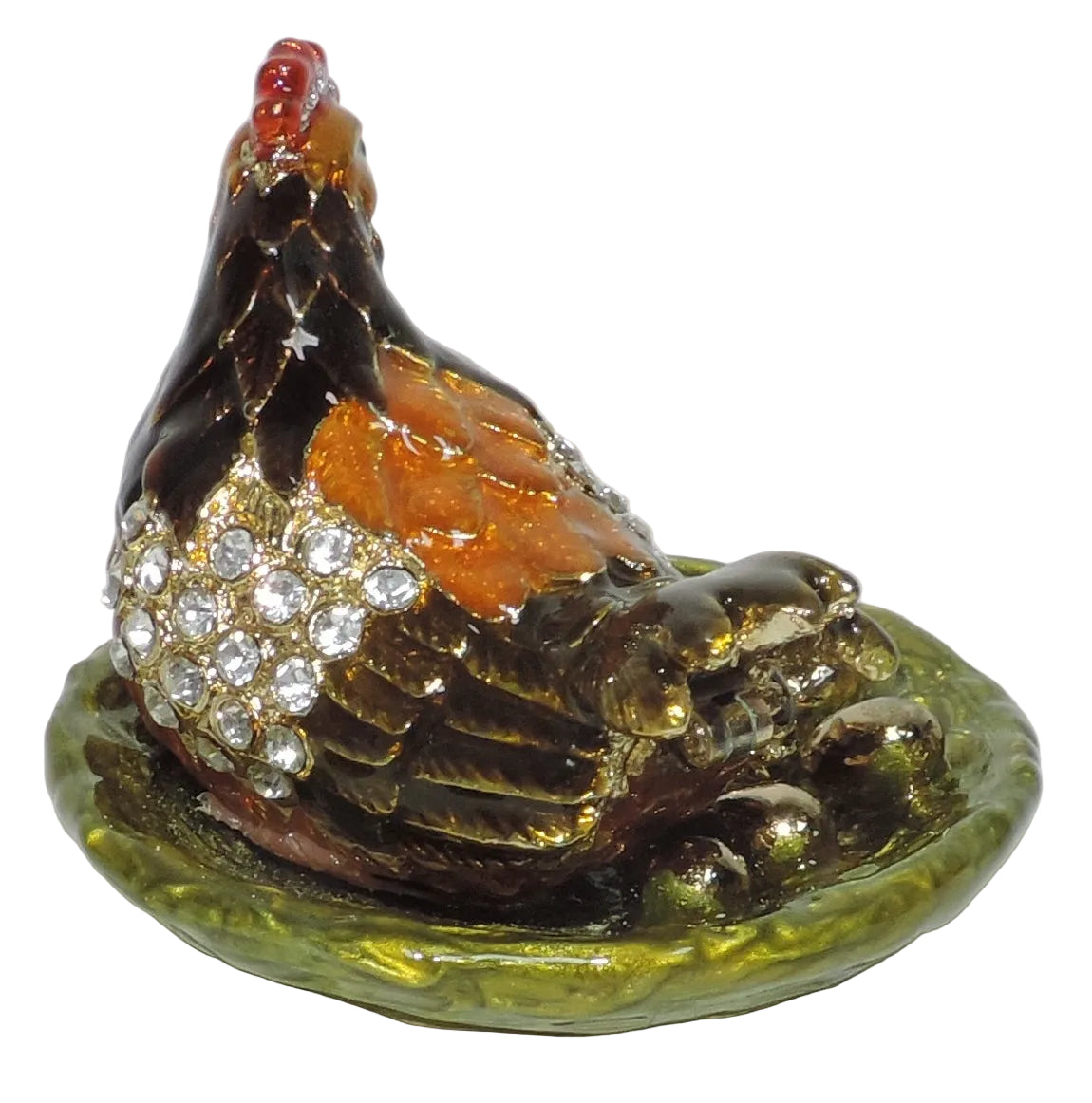 Hen Sitting on Eggs Trinket Box