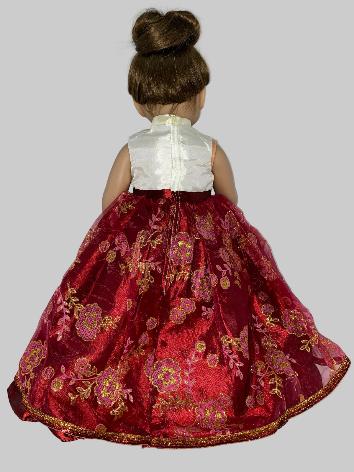 Red & White Holiday Gown with Shoes | Fits Most 18" Dolls | 18 Inch Doll Clothes