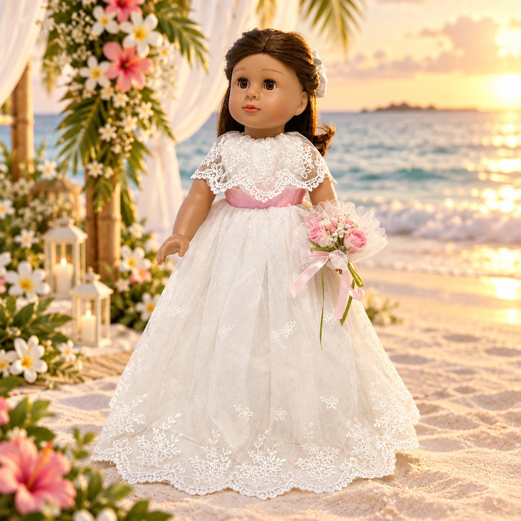 White Lace Wedding Dress Set  | Fits Most 18" Girl Dolls