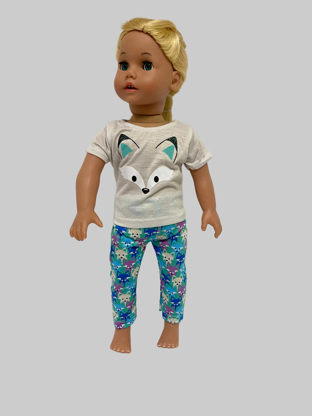 Aqua Fox Print Pants Set | Fits Most 18" Girl Dolls | 18 Inch Doll Clothes