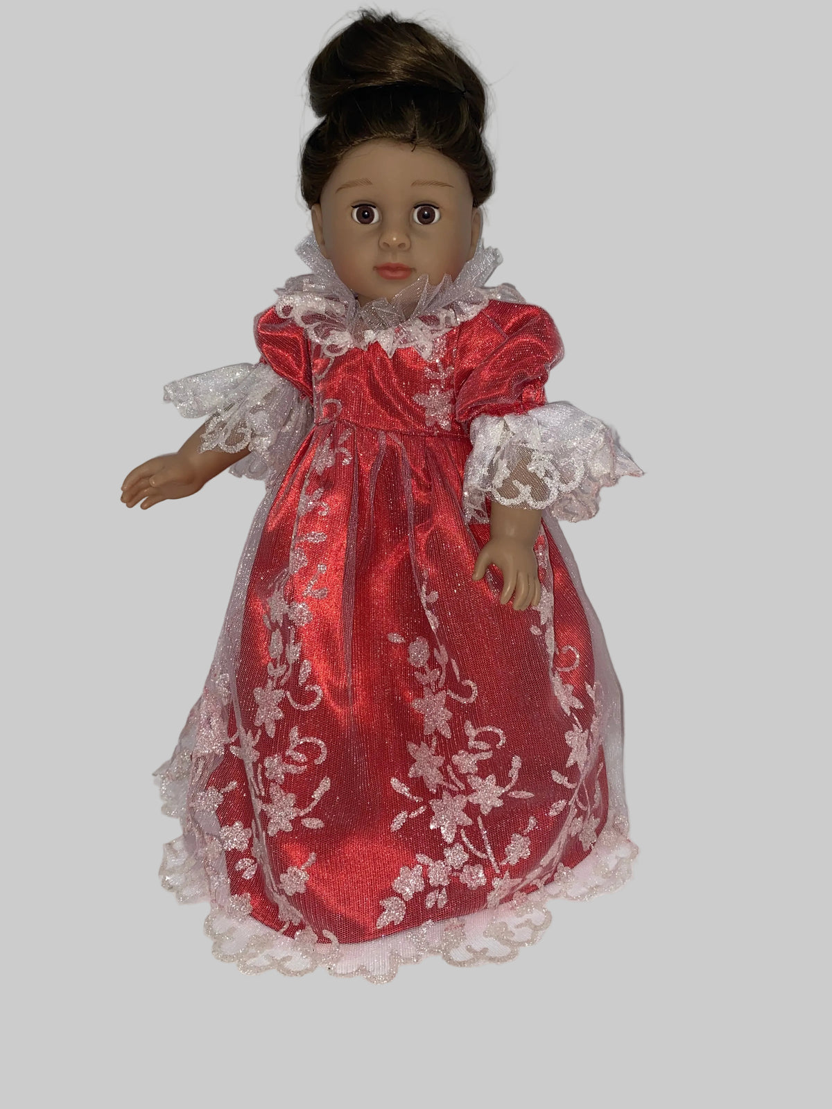 Red Satin and Lace Dress with Shoes | Fits Most 18" Dolls | 18 Inch Doll Clothes