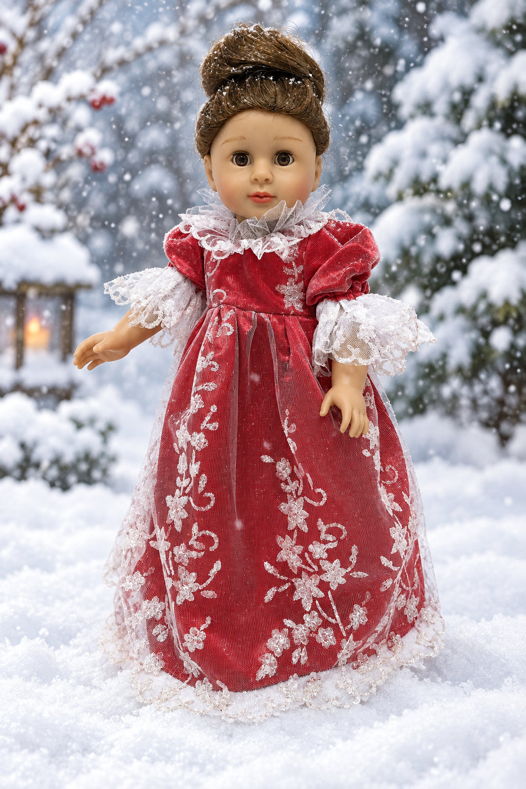 Red Satin and Lace Dress with Shoes | Fits Most 18" Dolls | 18 Inch Doll Clothes
