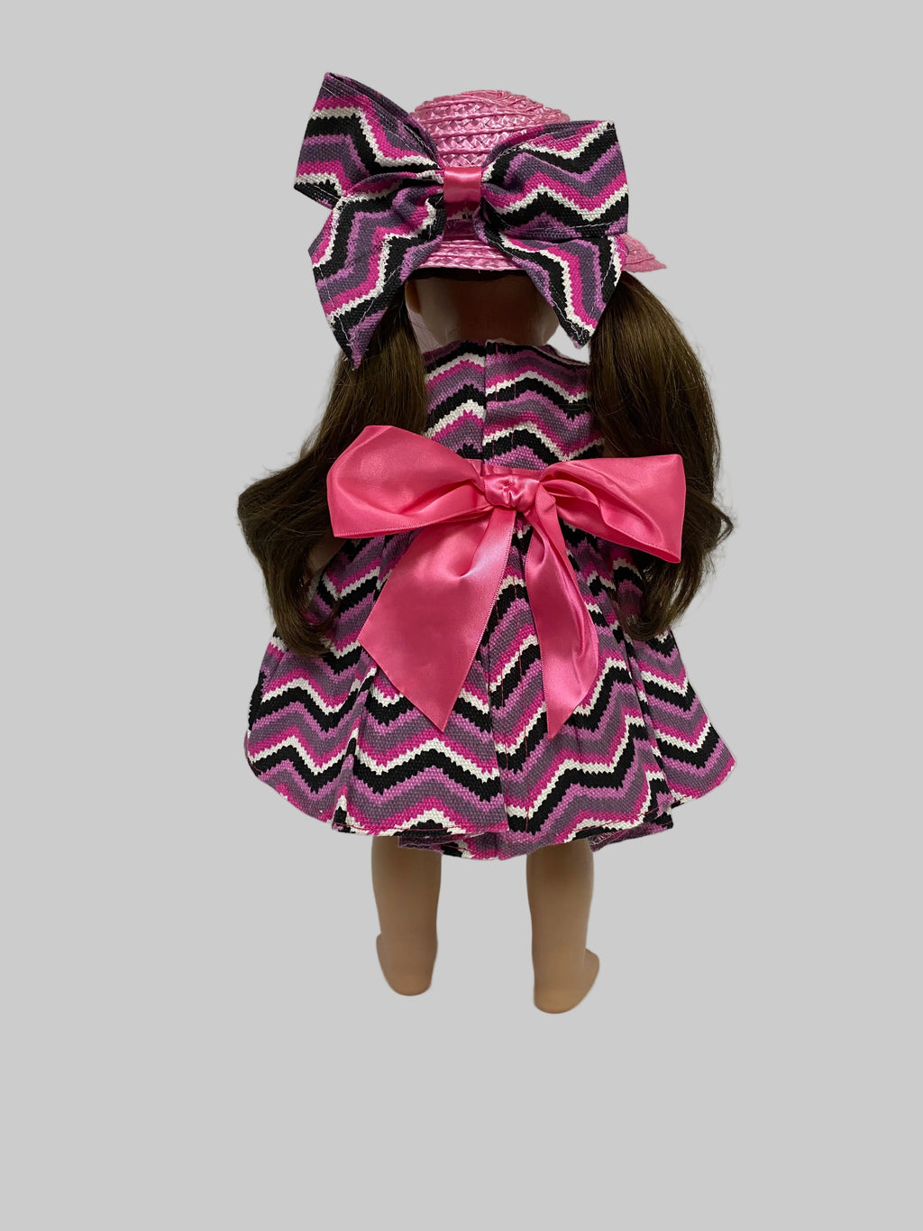 Purple Chevron Dress with Pink Hat | Fits Most 18" Dolls | 18 In Doll