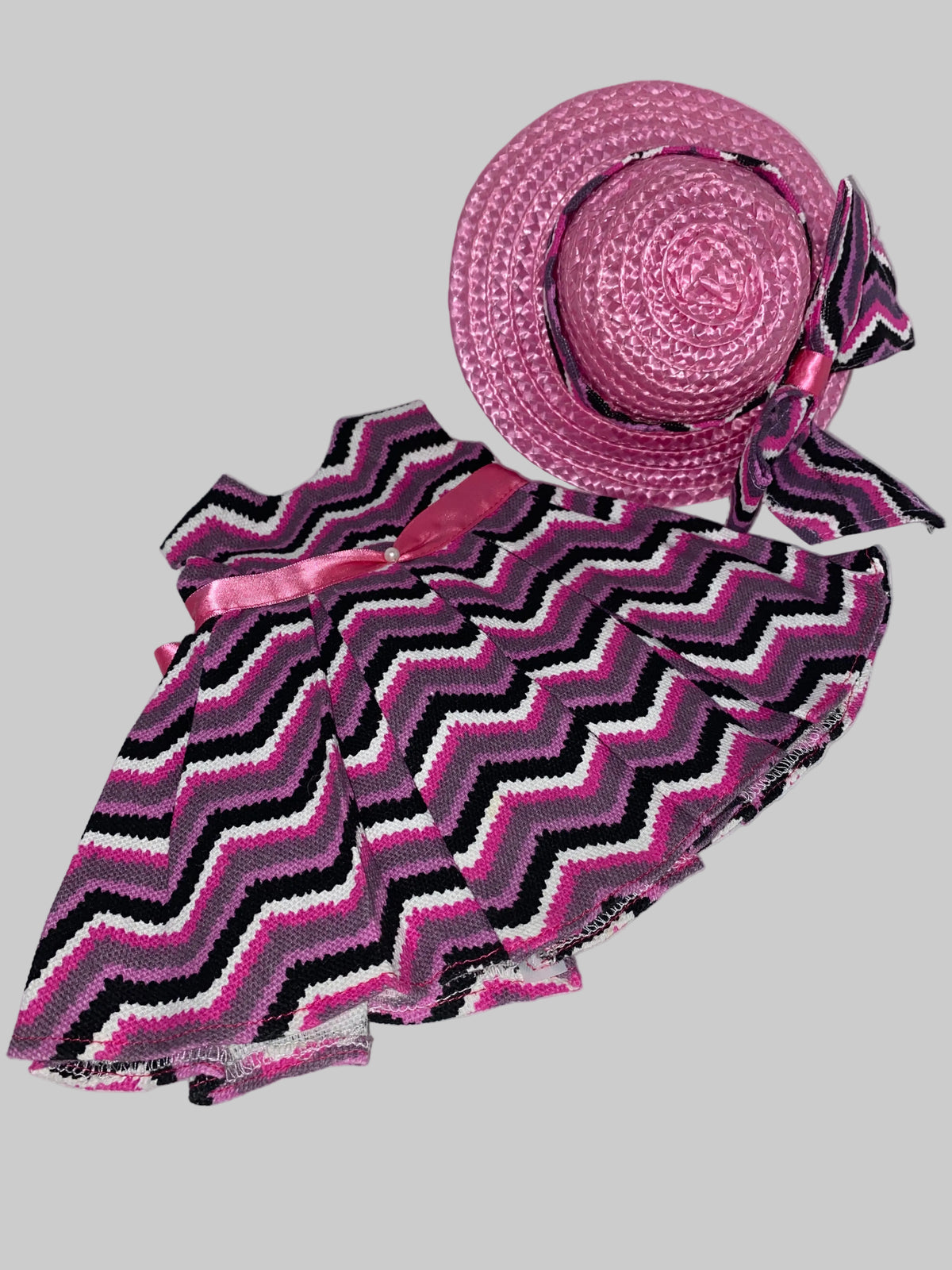 Purple Chevron Dress with Pink Hat | Fits Most 18" Dolls | 18 In Doll