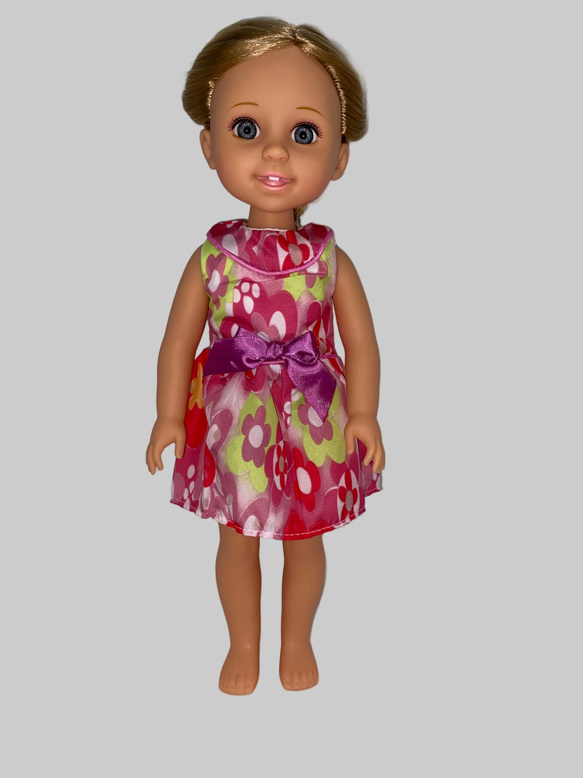 14.5" Pink Floral Print Dress | 14.5" Doll Clothes | Fits 14.5 in Slim Body Doll