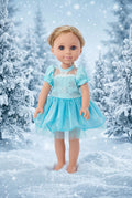 14.5" Aqua Sparkle Snowflake Dress | 14.5" Doll Clothes | Fits 14.5 in Slim Body