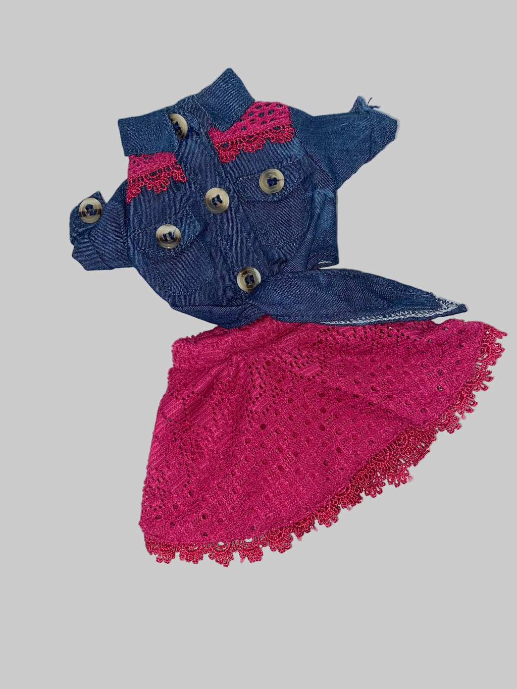 14.5" Denim and Lace Western Outfit | 14.5" Doll Clothes | Fits 14.5in Slim Body