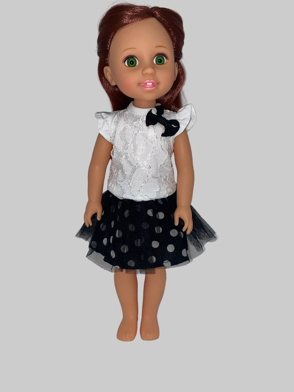 14.5" Black and White Polka Dot Skirt Set | 14.5" Doll | Fits 14.5 in Slim Dolls