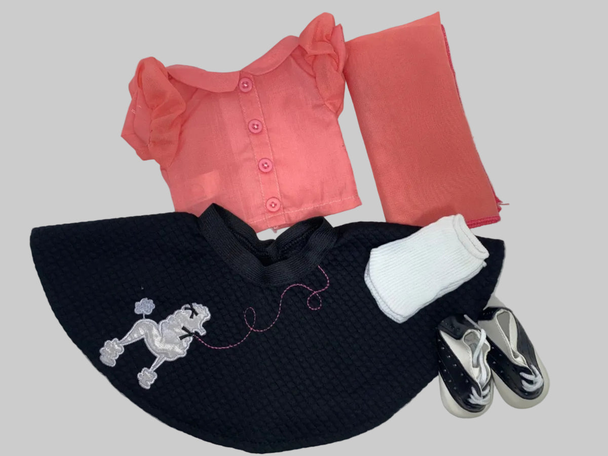 50s Poodle Skirt Set with Shoes | Fits Most 18" Girl Dolls | Doll Clothes