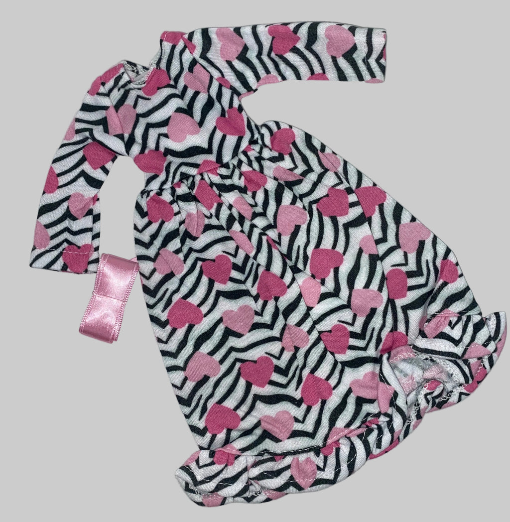 14.5" Zebra Hearts Print Nightgown | 14.5" Dolls | Fits 14.5 in Slim Body Dolls
