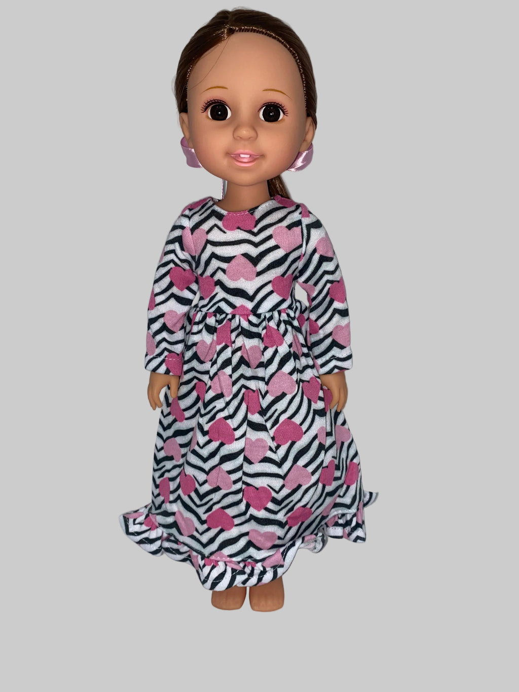 14.5" Zebra Hearts Print Nightgown | 14.5" Dolls | Fits 14.5 in Slim Body Dolls