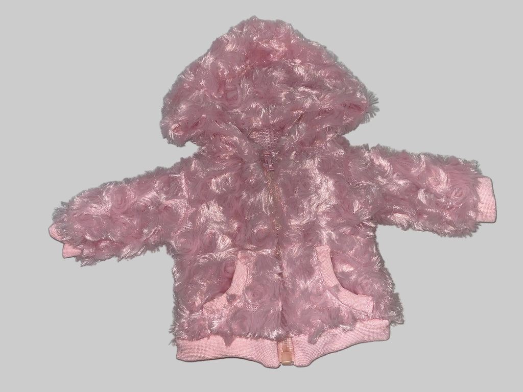 Pink Faux Fur Rosette Swirl Jacket | Fits Most 18" Girl Dolls | Doll Clothes