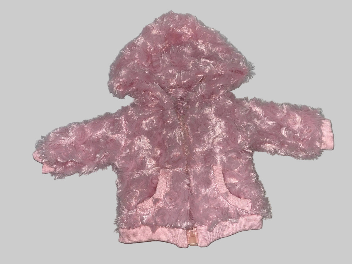 Pink Faux Fur Rosette Swirl Jacket | Fits Most 18" Girl Dolls | Doll Clothes