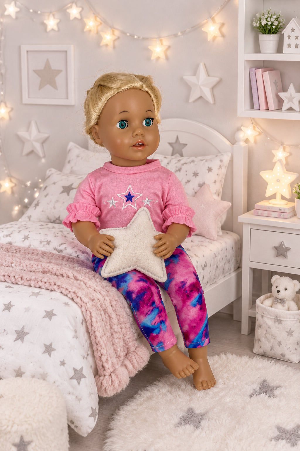 Pink and Blue Stars Pants Set | Fits Most 18" Dolls | 18 Inch Doll Clothes