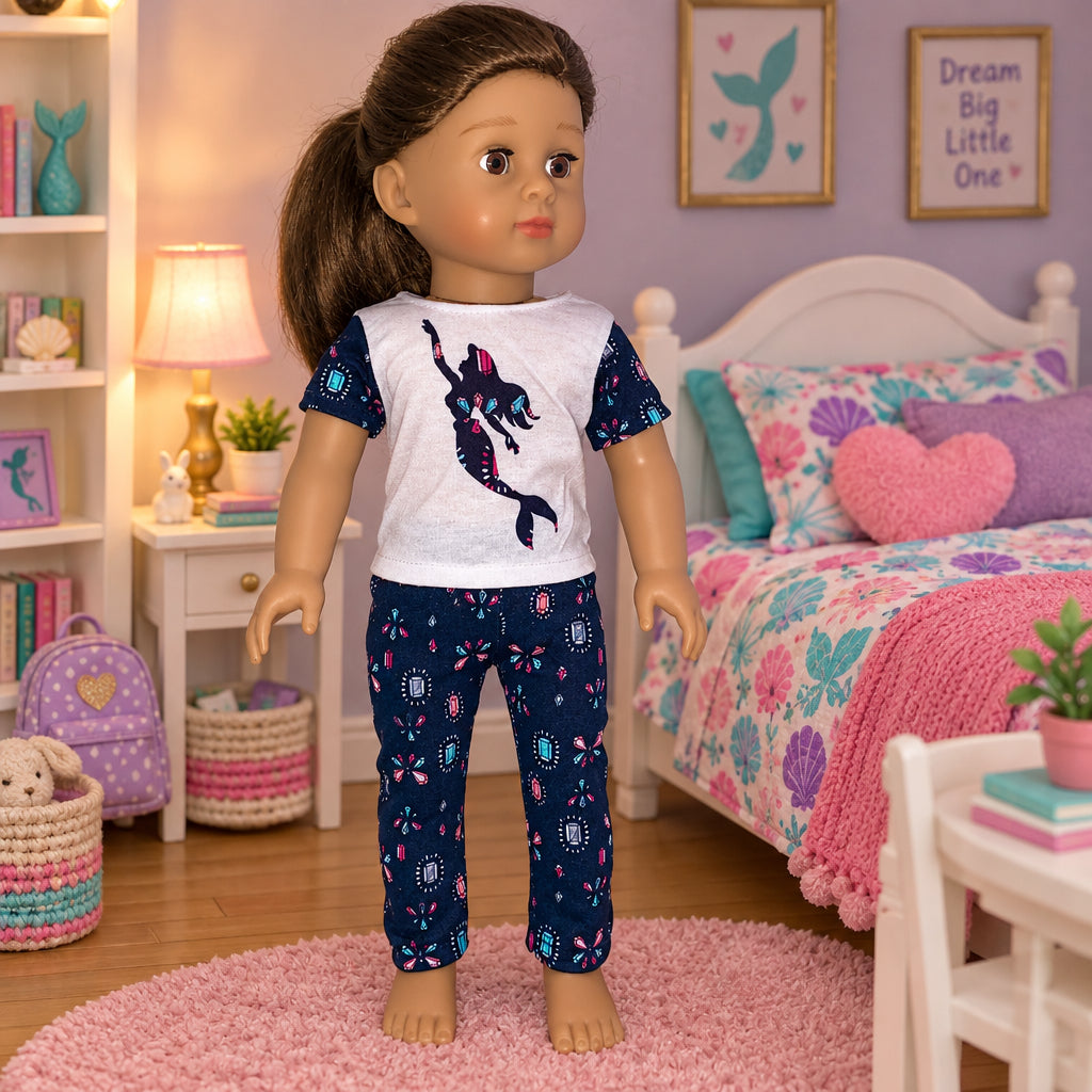 Jewel Print Mermaid Pants Set | Fits Most 18" Dolls | 18 Inch Doll Clothes