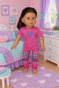 Pink Hearts Glitter Pants Set | Fits Most 18" Girl Dolls | 18 Inch Doll Clothes