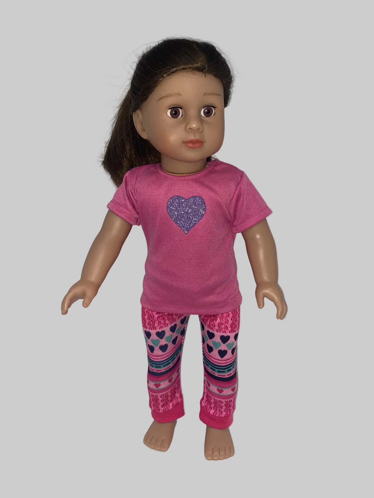 Pink Hearts Glitter Pants Set | Fits Most 18" Girl Dolls | 18 Inch Doll Clothes