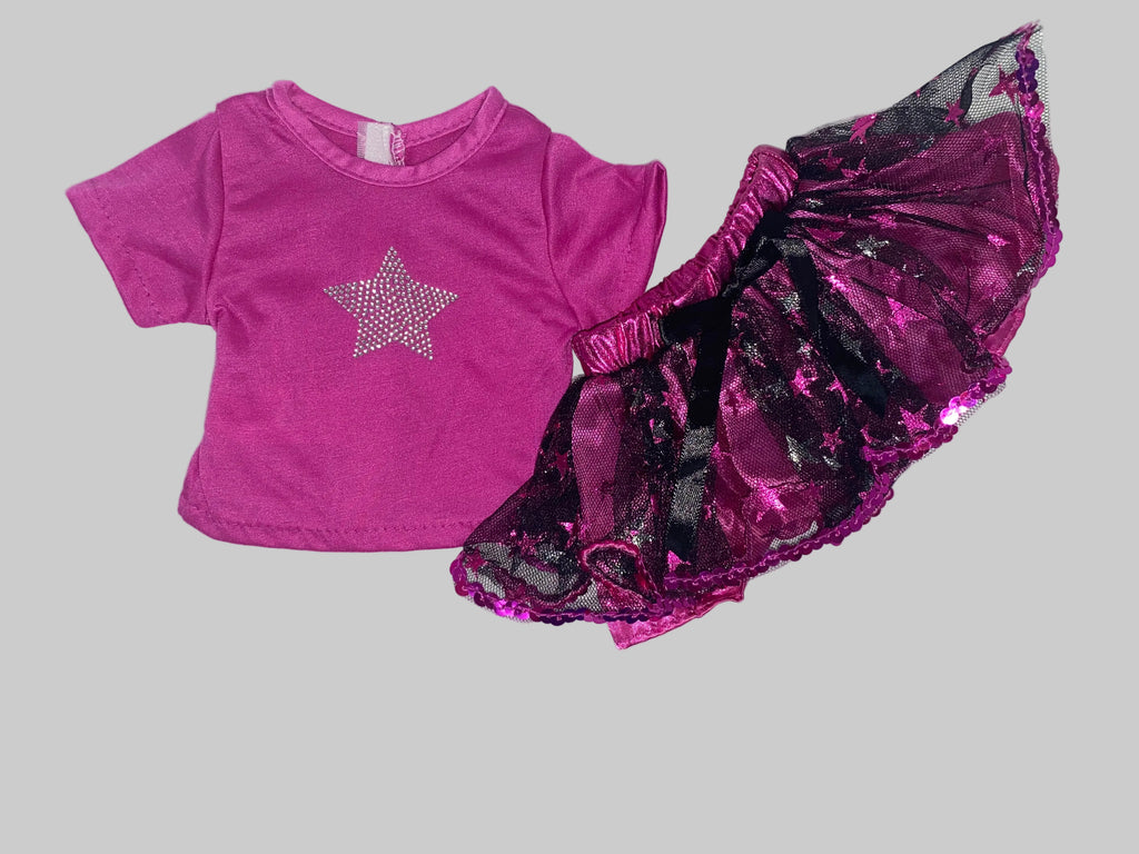 Magenta Super Star Tutu Set | Fits Most 18" Dolls | 18 Inch Doll Clothes