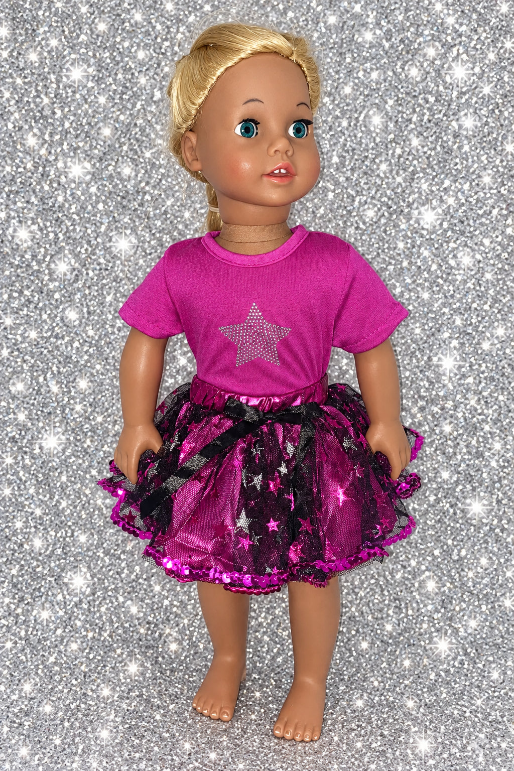 Magenta Super Star Tutu Set | Fits Most 18" Dolls | 18 Inch Doll Clothes