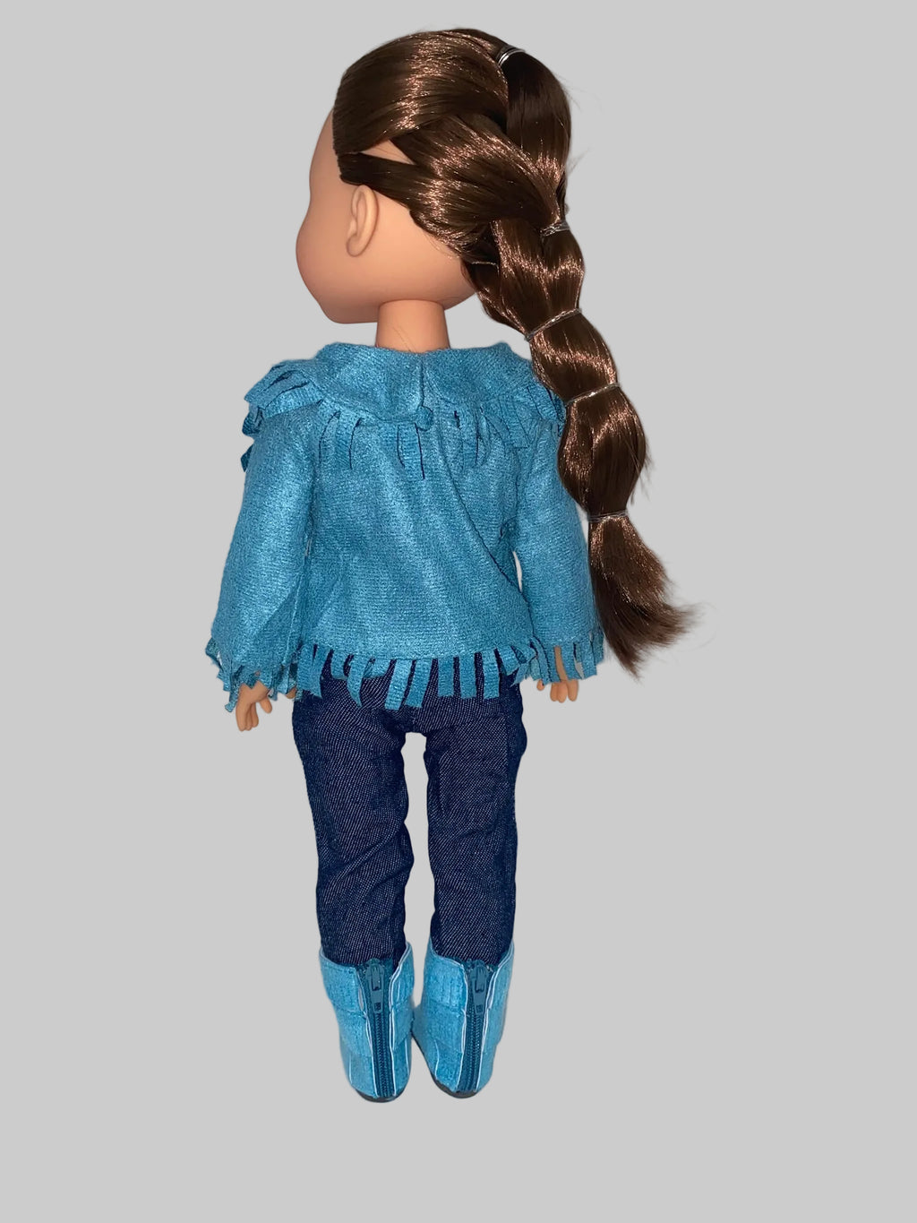 4 pc. Aqua Fringe Pants Set | 14.5" Doll Clothes | Fits 14.5in Slim Body
