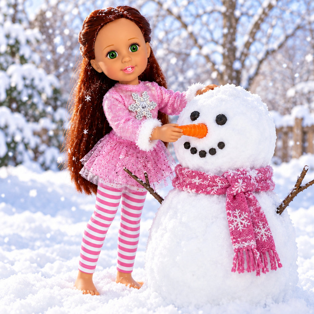 14.5" Pink  Snowflake Pants Set | 14.5" Doll Clothes | Fits 14.5in Slim Body