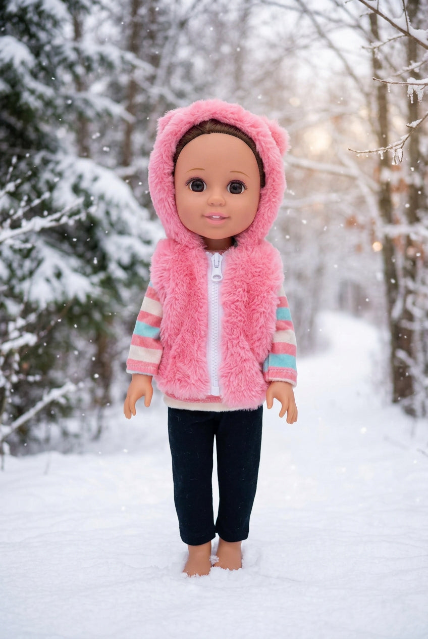 14.5 Pink Faux Fur Pants Set | 14.5" Doll Clothes | Fits 14.5in Slim Body