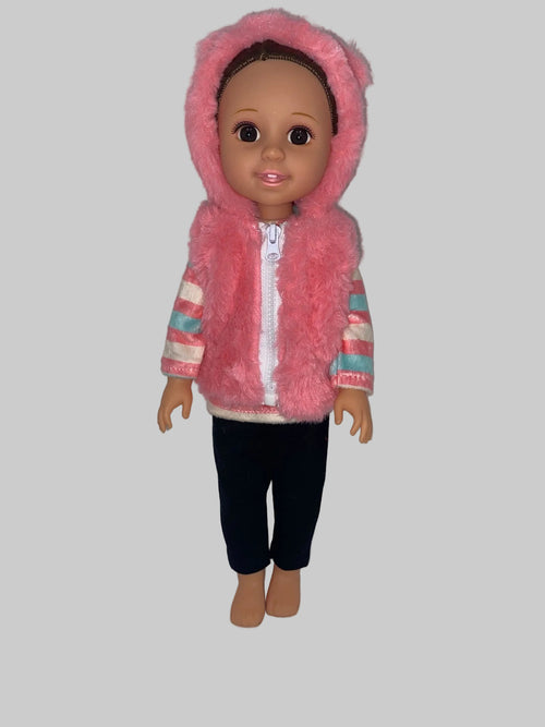14.5 Pink Faux Fur Pants Set | 14.5" Doll Clothes | Fits 14.5in Slim Body