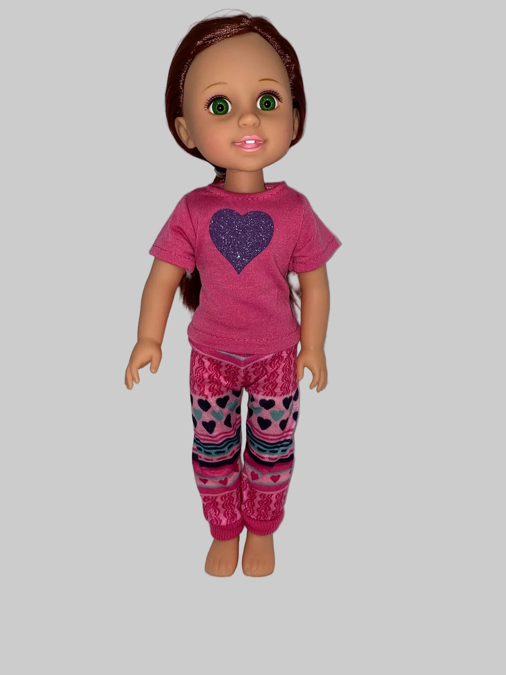 14.5" Pink Glitter Heart Pants Set  | 14.5" Doll Clothes | Fits 14.5in Slim Body