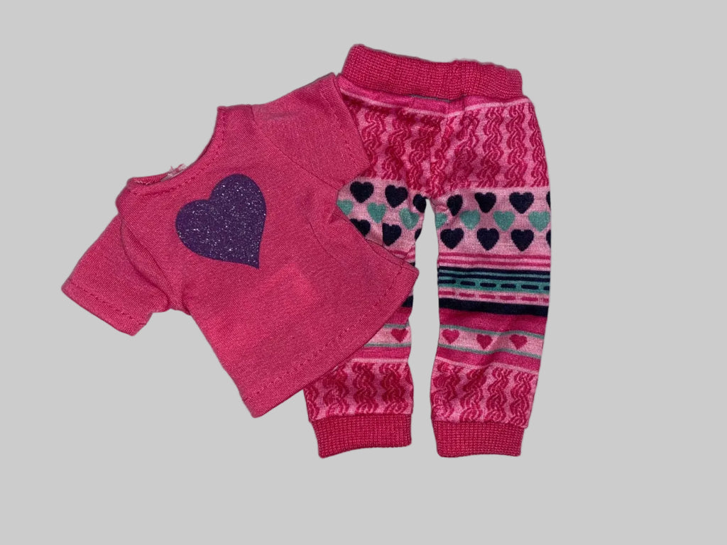 14.5" Pink Glitter Heart Pants Set  | 14.5" Doll Clothes | Fits 14.5in Slim Body