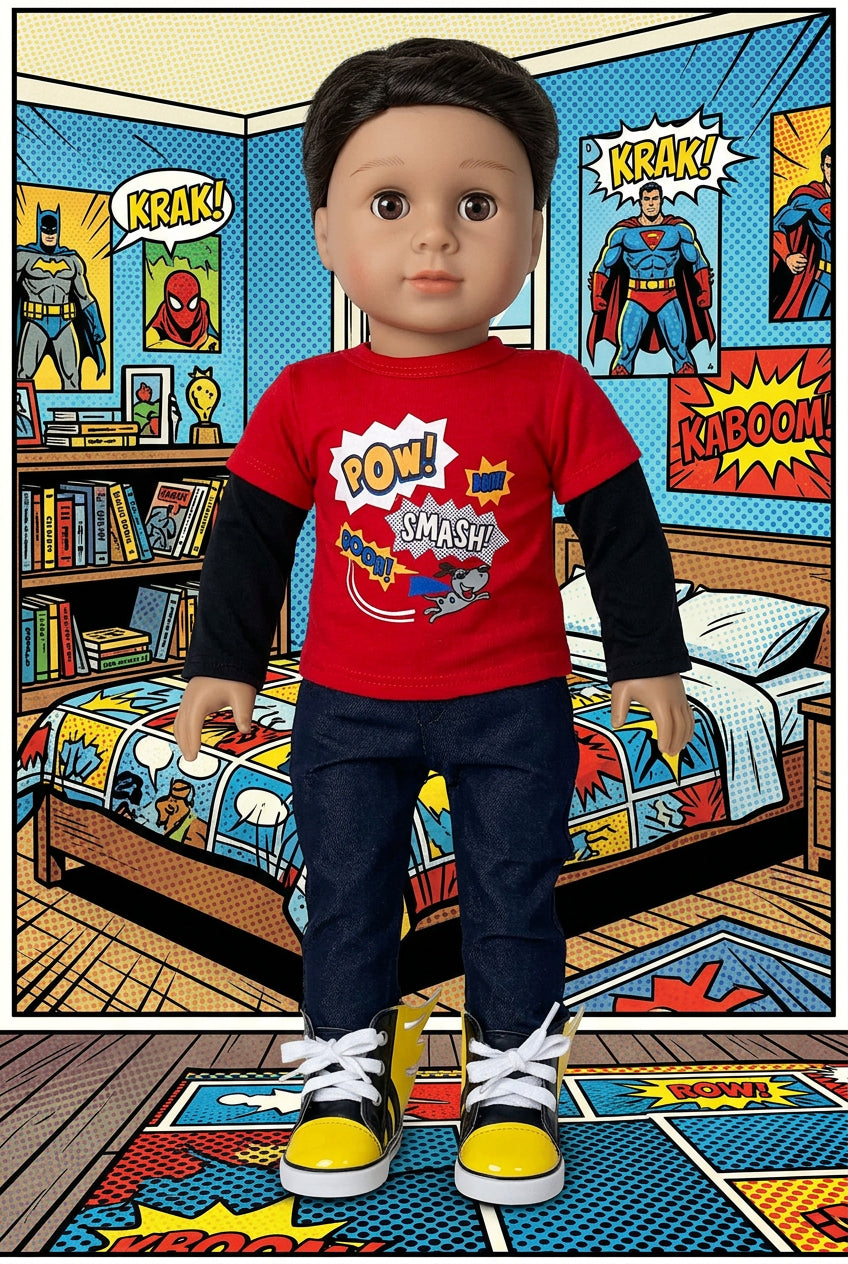 18" Boys Superhero Pants Set | Fits Most 18" Dolls | 18 Inch Doll Clothes