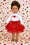 Red and White Cupids Heart Dress | Fits Most 18" Dolls | 18 Inch Doll Clothes