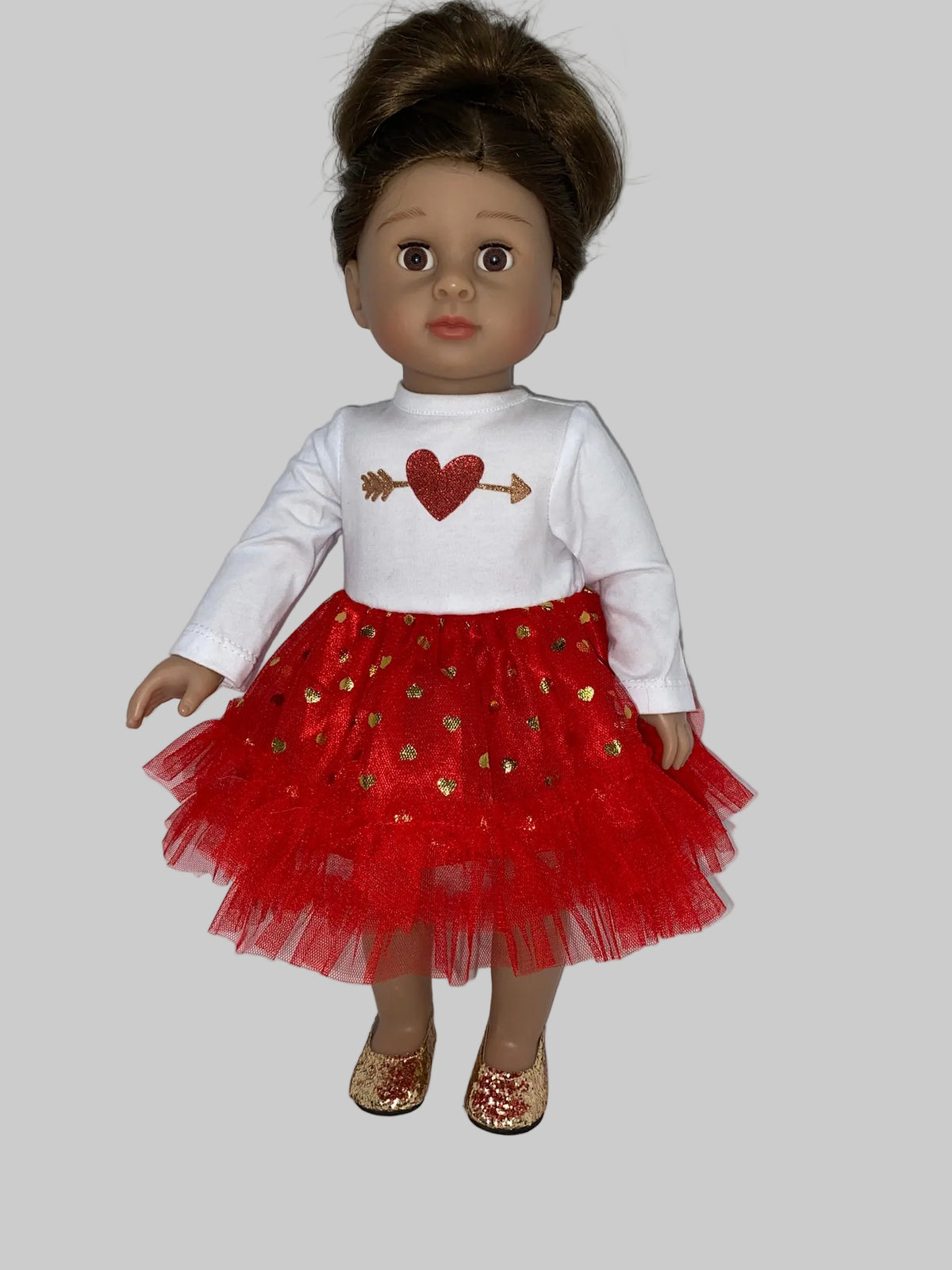 Red and White Cupids Heart Dress | Fits Most 18" Dolls | 18 Inch Doll Clothes