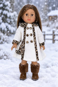 18" White Coat with Leopard Trim | Fits Most 18" Dolls | 18 Inch Doll Clothes
