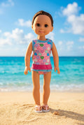 14.5" Rainbow Hearts Ruffle  Swimsuit  | Fits 14.5 in Slim Body Dolls