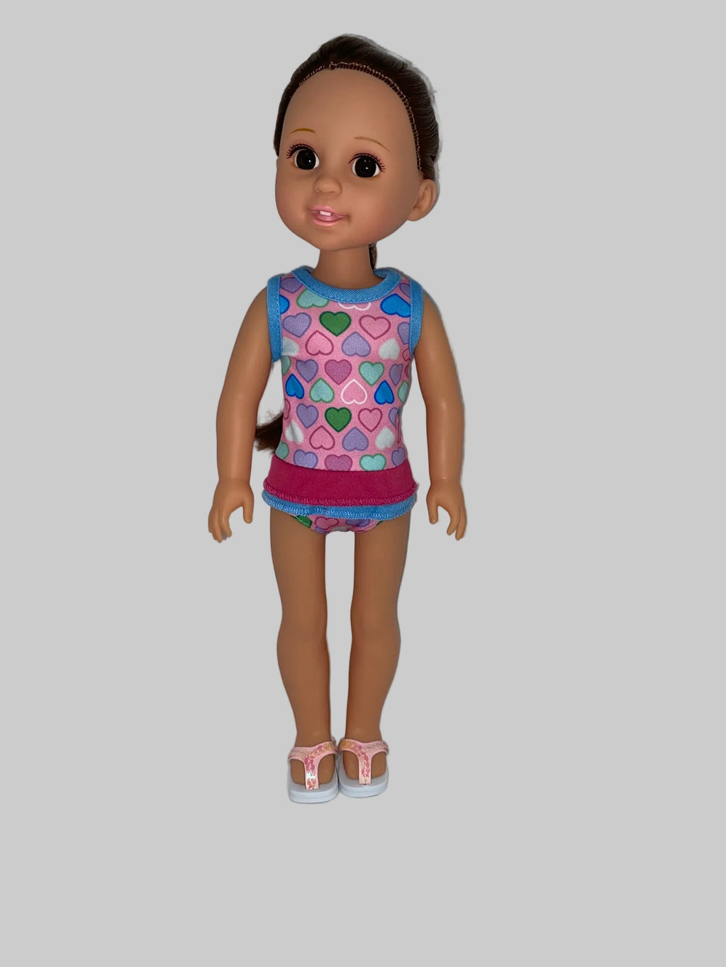 14.5" Rainbow Hearts Ruffle  Swimsuit  | Fits 14.5 in Slim Body Dolls